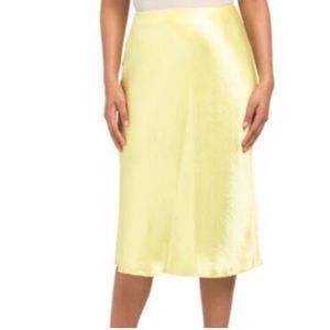 Vince yellow satin slip skirt